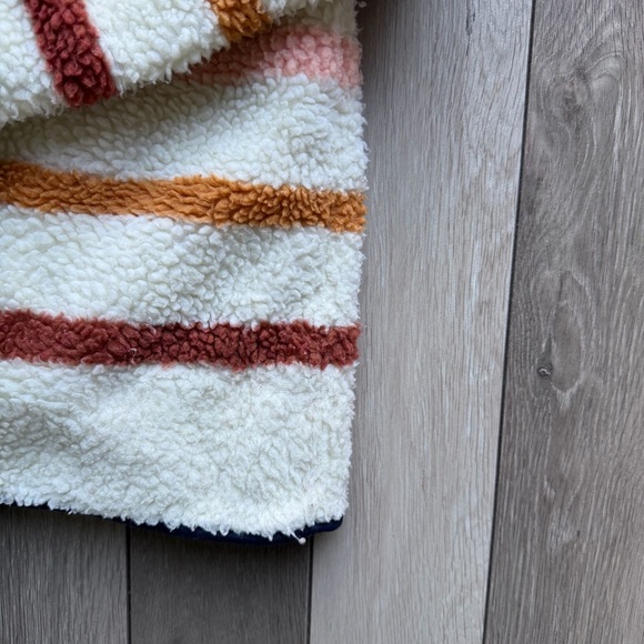 Faherty Sherpa Fleece Jacket Striped Multi Color Zip Up Size S Cozy - Picture 7 of 10